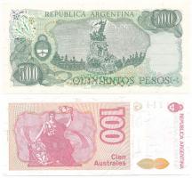 Argentína DN(1982) 500P + DN(1989-1990) 100A T:AU, sarokhajlás, pici foltok
Argentina ND(1982) 500 ...