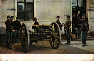1919 Osztrák-magyar katonák ágyú mellett / WWI Austro-Hungarian K.u.k. military, soldiers with a cannon (EM)