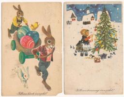 35 db MODERN magyar retro grafikai üdvözlő képeslap vegyes minőségben a 60-as évekből. Képzőművészet...