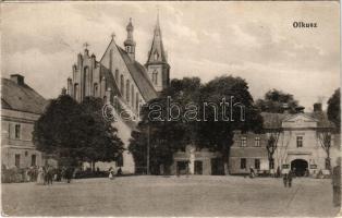1918 Olkusz, Olkusch, Elkish; Rynek / market square, church (crease)