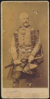 Gróf Széchényi Sándor (1837-1913) főispán díszmagyarban, keményhátú fotó Ellinger Ede budapesti műterméből, sérült, 20,5×10,5 cm