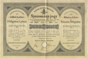 1916. "Magyar Jelzálog-Hitelbank" nyereményjegye + 1940. Osztálysorsjáték 1/4 sorsjegye piros "Török A. és Tsa..." bélyegzővel + 1941. Osztálysorsjáték 1/4 sorsjegye kék "Török A. és Tsa..."