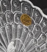 Cristal de Arques francia ólomkristály páva figura asztaldísz, jelzett, hibátlan, m: 19,5 cm