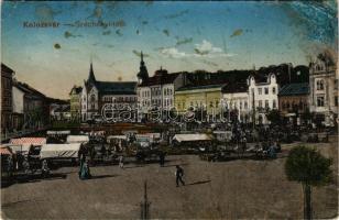 1917 Kolozsvár, Cluj; Széchenyi tér, piac, üzletek / square, market, shops (r)