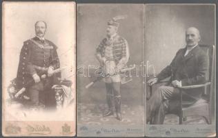 Jobaházi Dőry Pál (1853-1926) főispán 3 db keményhátú portréja, sérülésekkel, 20,5×11 cm