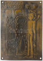 Ligeti Erika (1934-2004): Bohócöltöztető. Bronz fali plakett, jelzett, 28x20 cm /// Erika Ligeti (1934-2004): Clown Dresser. Bronze wall plaque, signed, 28 × 20 cm.