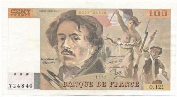 Franciaország 1987. 100Fr T:F szép papír, tűzőgéplyukak France 1987. 100 Francs C:F fine paper, staplerholes Krause P#154c