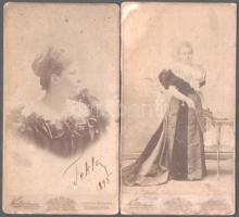 Sztankovánszky János (1848-1927) kamarás felesége, Dőry Tekla (1853-1946) csillagkeresztes hölgy 2 db keményhátú portréja, sérüléssel, 20,5×11,5 cm