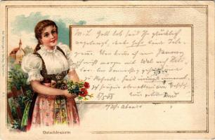 1903 Ostschlesierin. Ed. Feitzinger's Verlag (Cieszyn, Teschen) R3. / Folklore from East Silesia. Emb. litho (pinhole)