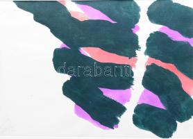 Bér János (1937-2021): Gesztusok (cím nélkül), 2012. Akvarell, papír, jelzett, paszpartuban. 29×41 c...