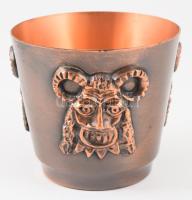 Szécsi kaspó, rézlemez, körben a családalapítás témájában figurális díszítéssel. Jelzett, kopással, ...