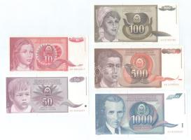 Jugoszlávia 1990-1991. 10D - 1000D (5xklf) T:AU Yugoslavia 1990-1991. 10 Dinara - 1000 Dinara (5xdiff) C:AU