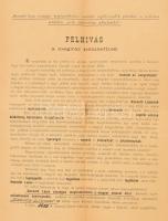 1888 Felhívás amagyar nemzethez Kossuth album előfizetési felhívás, szakadással