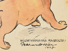 Gebhardt Béla (1901-1990): "Mindenkinek jut is..." (politikai karikatúra), 1947. Akvarell,...