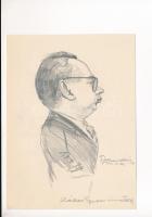Gebhardt Béla (1901-1990): Kállai Gyula miniszerelnök, Ceruza, papír, Jelzett 18x13 cm