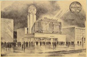 Gebhardt Béla (1901-1990): A Standard villamossági Rt 1941-es BNV pavilonja, tervrajz, autográf aláí...