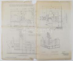 Gebhardt Béla (1901-1990): A Jénai tűzálló edény gyár 1941-es BNV pavilonja, tervrajz, autográf aláírással, 37x31 cm