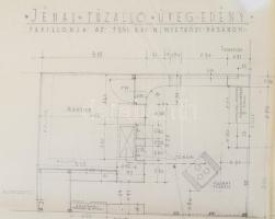 Gebhardt Béla (1901-1990): A Jénai tűzálló edény gyár 1941-es BNV pavilonja, tervrajz, autográf aláí...