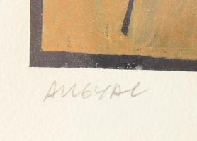 Töreky Ferenc (1922-2006): Angyal. Vegyes technika, papír, jelzett, üvegezett keretben, 50×21,5 cm