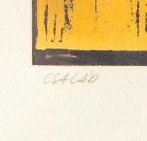 Töreky Ferenc (1922-2006): Család. Vegyes technika, papír, jelzett, üvegezett keretben, 50×21,5 cm