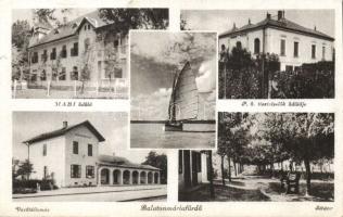 Balatonmáriafürdő vasútállomással, a MABI üdülővel és a pénzügyi tisztviselők üdülőjével