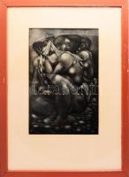 Tot, Amerigo (1909-1984): Kavicsasszonyok. Rézkarc, mezzotinto, papír, jelezve jobbra lent, üvegezet...