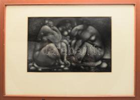 Tot, Amerigo (1909-1984): Kavicsasszonyok. Rézkarc, mezzotinto, papír, jelzés nélkül, üvegezett kere...