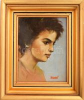 Kalcsó József (1952- ): Portré. Olaj, farost, jelzett. Dekoratív fakeretben, 15×11,5 cm