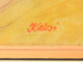 Kalcsó József (1952- ): Portré. Olaj, farost, jelzett. Dekoratív fakeretben, 20×20 cm