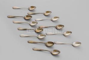 Ezüst (Ag) 12 darabos kávés kanál szett, jelzett, nettó 156g