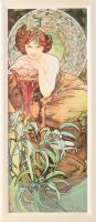 cca 2000-2020 reprint Alfons Mucha plakát, nyomat, papír, kiadás nélkül, üvegezett fakeretben. 52x21 cm