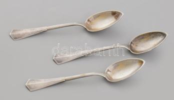 3 darab ezüst (Ag) kávés kanál, jelzett, Löfkovits Artúr (1863?1935) mesterjegy, nettó 43g