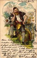 1903 Freiburg, Senne. Sch. 31. / hiker smoking pipe. Emb. litho (EK)