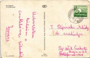 1959 Budapest XII. Úttörővasút állomása, vasútállomás, vonat. Képzőművészeti Alap + "ÚTTÖRŐ KÖZ...