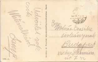 1948 Mátészalka, utcarészlet, római katolikus és református templom, MÁV osztály, vármegyeháza, gyóg...