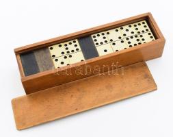 Dominó készlet, fa, csont. dobozban