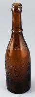 Schatz József, Budapest, sörös palackja Dávid csillaggal, 0,55 l-es üveg, m:28,5 cm / Vintage beer bottle, 0,55 l, h: 28,5 cm