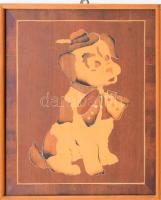 Kutyás intarzia 23x40 cm