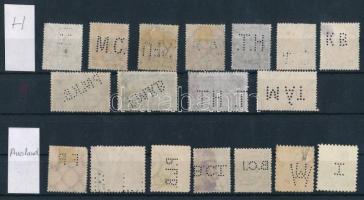 11 db magyar + 7 db külföldi perfin bélyeg