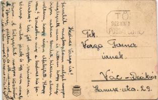 1942 Tök, Községháza, Kultúrház, református templom, utcarészlet, Hangya szövetkezet + "TÖK POS...