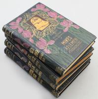 Remekírók képes könyvtára 4 kötet: Kossuth Lajos munkái, Reviczky Gyula munkái, Deák Ferenc Munkái, Mikes Kelemen munkái. Aranyozott, festett, Leszik féle egészvászon kötésben.