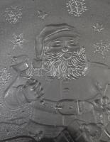 Karácsonyi mintás üveg kínáló, asztalközép, hibátlan, d: 32 cm