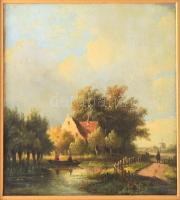 Olvashatatlan jelzéssel, feltehetően német festő, XIX. sz. közepe-második fele: Csónakázók és alak k...