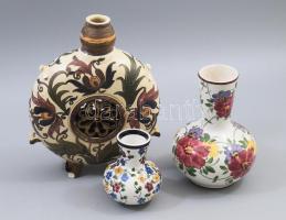 Városlőd 3 darab tárgy, cca 20. sz. eleje, jelzett, kulacs sérült, m: 21 cm alatt