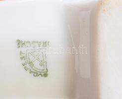 Drasche emlékkulacs + Zsolnay porcelán kulacs + porcelán pipa, sérüléssel, m: 13 cm alatt