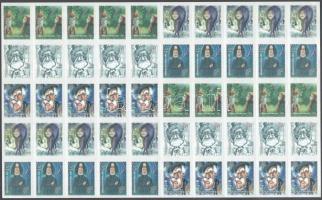 Pénzjegynyomda 50 db öntapadós levélzárót tartalmazó ív humoros figurákkal / label sheet