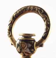 Női zsebóra. XIX. sz. közepe. 18K arany (Au) kézi zománcfestéssel. P. Aiguilles, jelzéssel, köves sz...