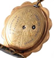 Női zsebóra. XIX. sz. közepe. 18K arany (Au) kézi zománcfestéssel. P. Aiguilles, jelzéssel, köves sz...