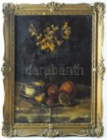 Poór v. Paaár jelzéssel: Csendélet. Olaj, vászon. 40x29,5 cm. Dekoratív, kissé sérült fakeretben.