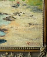 Klein jelzéssel , XIX. sz. vége/XX. sz. eleje: Napfényes táj. Olaj, vászon. 26x35 cm. Dekoratív fake...